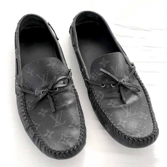 Louis Vuitton Monogram Mens Loafers & Slip-Ons, Black, 09.5